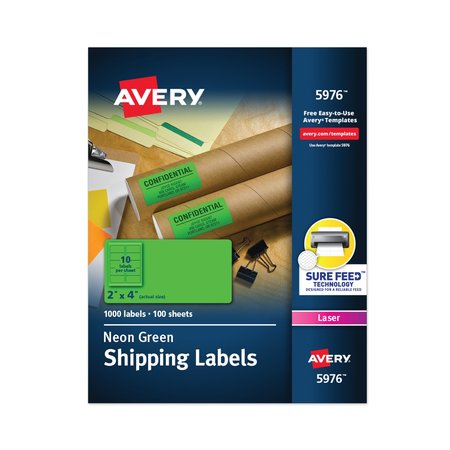 AVERY DENNISON 2" x 4" Neon Shipping Labels, Pk1000 7278205976